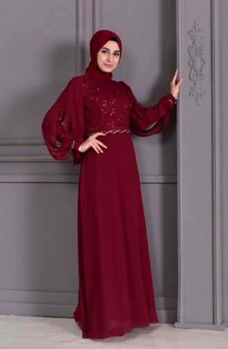 Weinrot Hijab-Abendkleider 52736-06