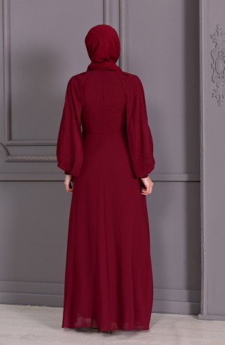 Weinrot Hijab-Abendkleider 52736-06