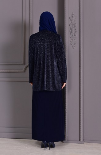 Dunkelblau Hijab-Abendkleider 7002-03