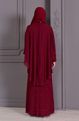 Robe de Soirée à Paillettes Grande Taille 1054-04 Bordeaux 1054-04