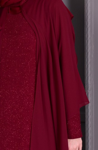 Robe de Soirée à Paillettes Grande Taille 1054-04 Bordeaux 1054-04