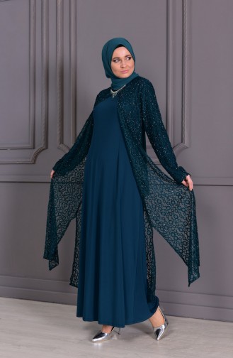 Robe de Soirée Grande Taille 1062-01 Vert emeraude 1062-01