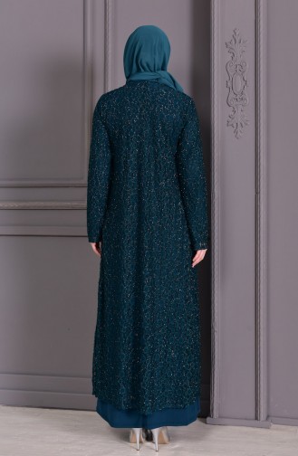 Emerald Green Hijab Evening Dress 1062-01