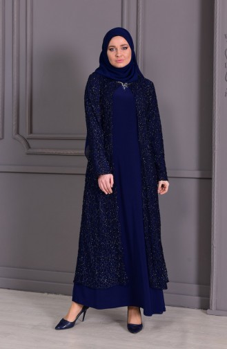 Dunkelblau Hijab-Abendkleider 2228-03