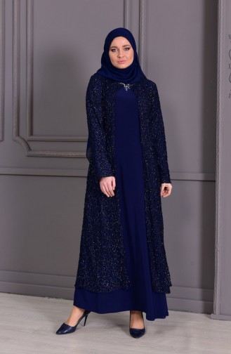 Grosse Grösse Abendkleid 1062-03 Dunkelblau 1062-03