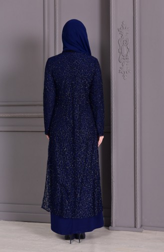 Big Size Suit Evening Dress Navy Blue 1066-02