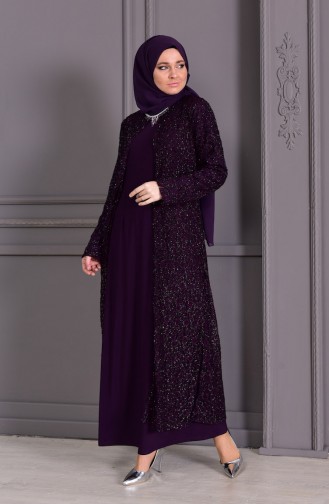 Plus Size Suit Looking Evening Dress 1066-03 Purple 1066-03