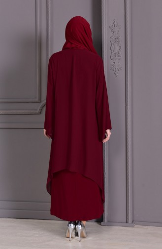 Robe de Soirée Deux Pieces Grande Taille 2412-02 Bordeaux 2412-02