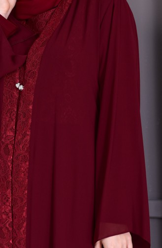 Robe de Soirée Deux Pieces Grande Taille 2412-02 Bordeaux 2412-02