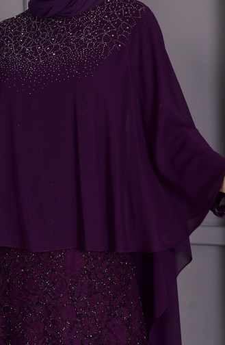 Purple Hijab Evening Dress 4022-02