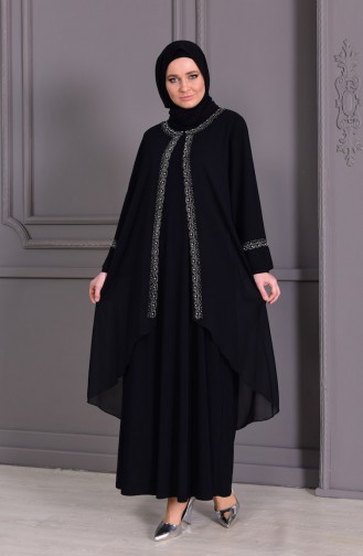 Schwarz Hijab-Abendkleider 1046-04