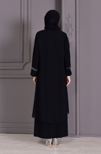 Schwarz Hijab-Abendkleider 1046-04