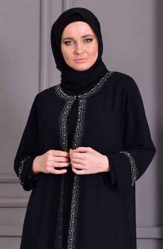 Black Hijab Evening Dress 1046-04