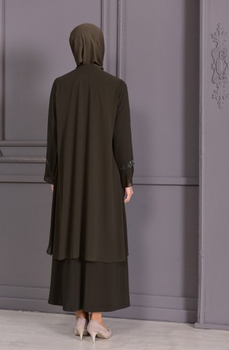 Khaki Hijab Evening Dress 1101-04