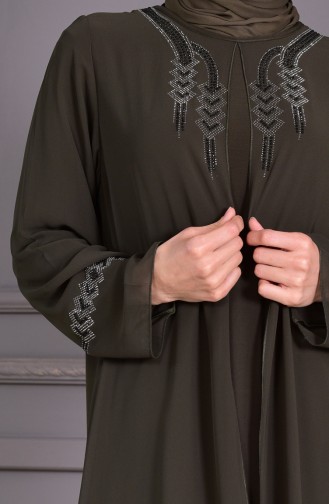 Khaki Hijab Evening Dress 1101-04