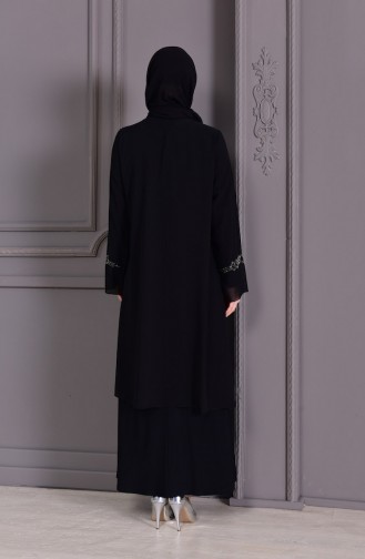 ميتيكس فستان سهرة بتصميم مُطبع بأحجار لامعة و بمقاسات كبيرة 1101-07 لون أسود 1101-07