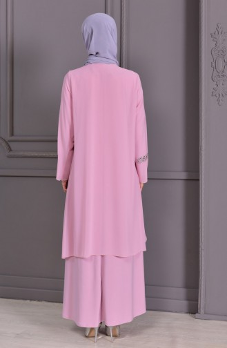 ميتيكس فستان سهرة بتصميم مُطبع بأحجار لامعة و بمقاسات كبيرة 1102-07 لون وردي 1102-07