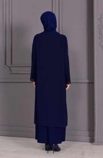 METEX Large Size Suit Looking Evening Dress 1104-02 Navy Blue 1104-02