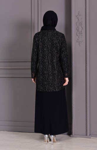 ميتيكس فستان سهرة بتصميم مُزين ببروش و بمقاسات كبيرة 1111-01 لون أسود 1111-01