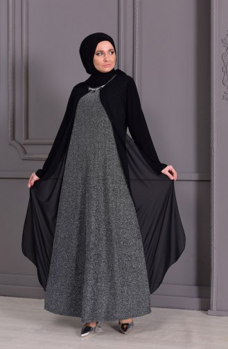 Black Hijab Evening Dress 1116-01