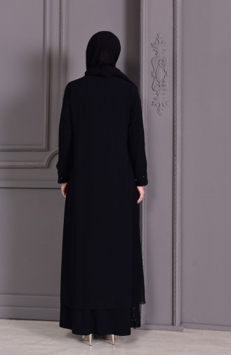 Schwarz Hijab-Abendkleider 1117-04