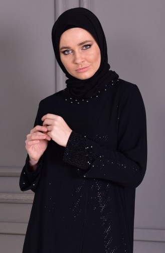 Schwarz Hijab-Abendkleider 1117-04