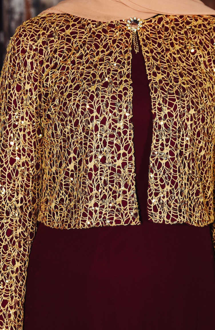 Robe De Soiree Avec Veste A Paillettes 3707 02 Bordeaux 3707 02 Sefamerve