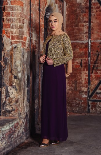 Sequin Jacketed Evening Dress 3707-03 Purple 3707-03