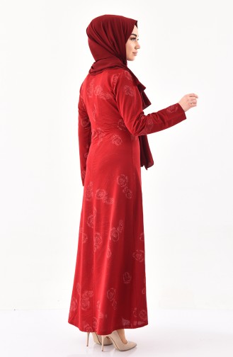 Bağcıklı Simli Elbise 1125-01 Bordo