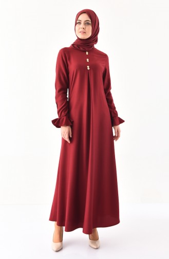 Weinrot Hijab Kleider 9292-01