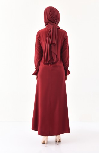 Weinrot Hijab Kleider 9292-01