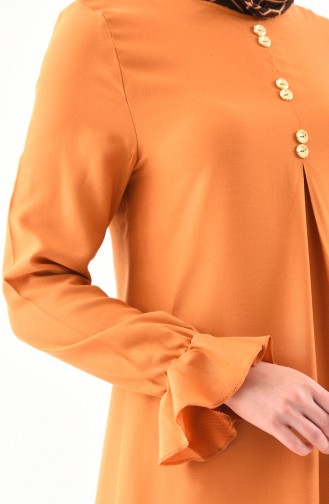 EFE Button Detailed Dress 9292-03 Mustard 9292-03