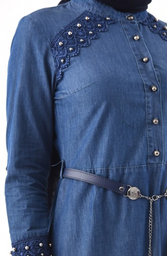 Pockets Jeans Dress 9265-01 Navy Blue   9265-01