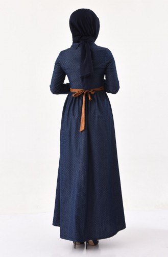 Navy Blue Hijab Dress 8870A-02