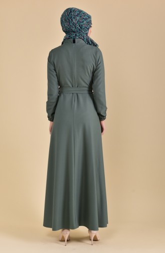 Yakası Büzgülü Elbise 8166A-04 Çağla Yeşili