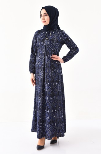 Navy Blue İslamitische Jurk 4076-06