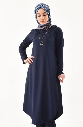 Kolyeli Tunik 3043-02 Lacivert