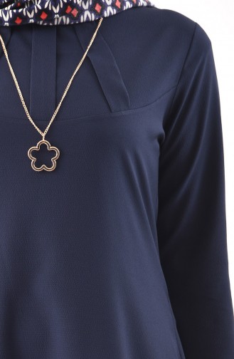 Necklace Tunic 3043-02 Navy Blue 3043-02