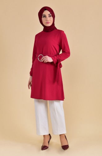 Kuşaklı Tunik 1274-01 Bordo