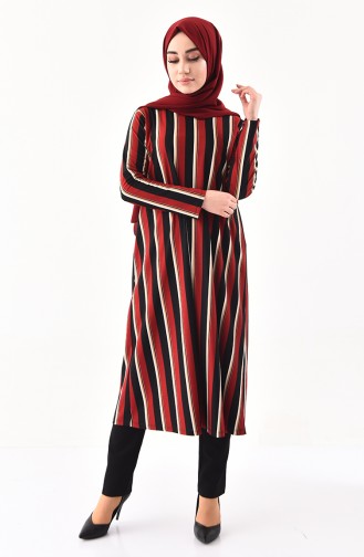 Striped Long Tunic  2702-02 Red 2702-02