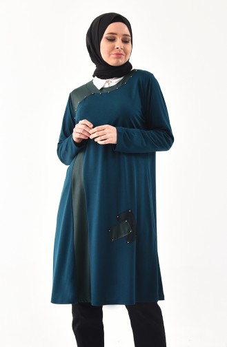 METEX Large Size Pearls Tunic 1127-03 Petrol 1127-03