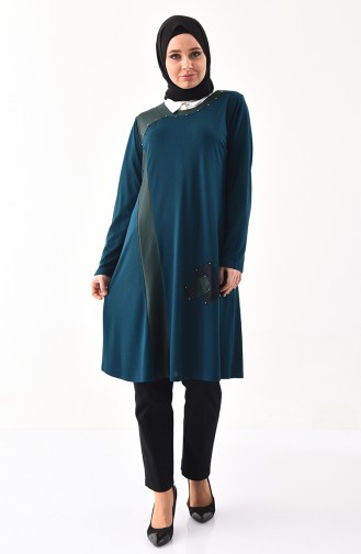 METEX Large Size Pearls Tunic 1127-03 Petrol 1127-03