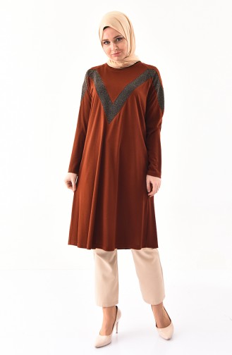 METEX Large Size Silvery Detailed Tunic 1130-02 Taba 1130-02