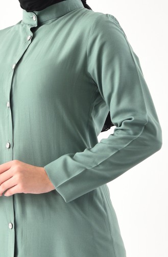 Buttoned Viscose Tunic 3158-04 Almond Green 3158-04