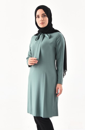 Kravat Yaka Tunik 3159-06 Çağla Yeşili 3159-06