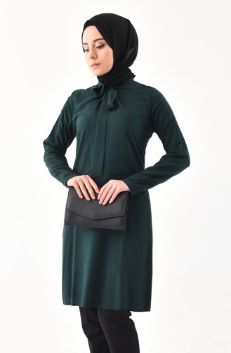 Kravat Yaka Tunik 3159-08 Zümrüt Yeşili 3159-08