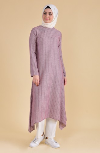Pamuklu Uzun Tunik 9002-05 Bordo