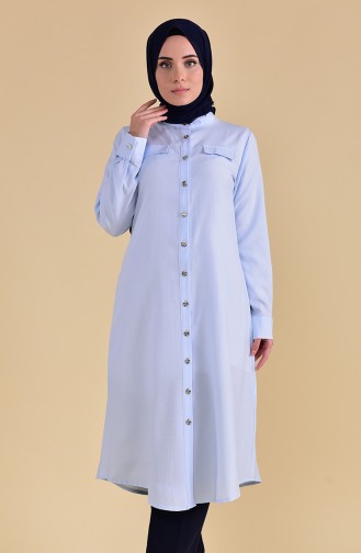 Düğmeli Tunik 5007-13 Bebek Mavisi