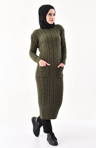 Triko Cepli Uzun Tunik 8085-08 Haki 8085-08