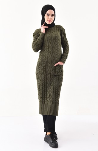 Triko Cepli Uzun Tunik 8085-08 Haki 8085-08